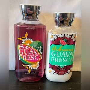 New Bath & Body Works Hibiscus Guava Fresca Shower Gel and Lotion Set